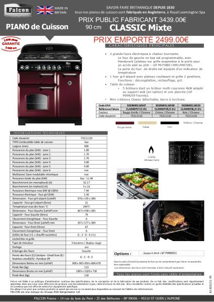 Piano de cuisson 90cm mixte multi fours couleur rouge à prix cassé sur le bassin d'arcachon 