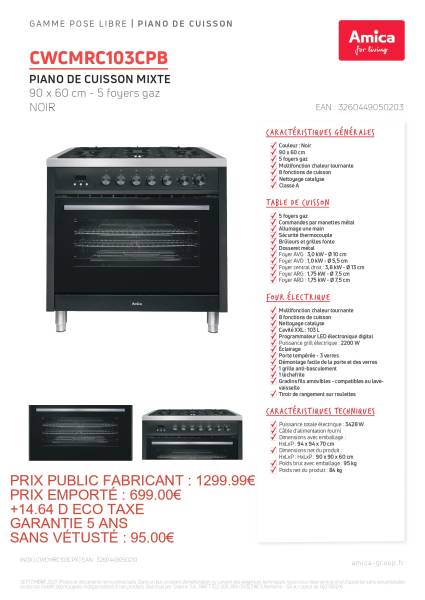 piano de cuisson mixte avec 5 foyers gaz à La Teste-de-Buch