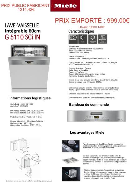 Lave vaisselle MIELE en soldes à GUJAN MESTRAS