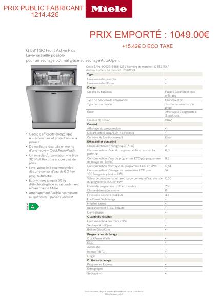 Lave vaisselle MIELE en soldes à ARCACHON