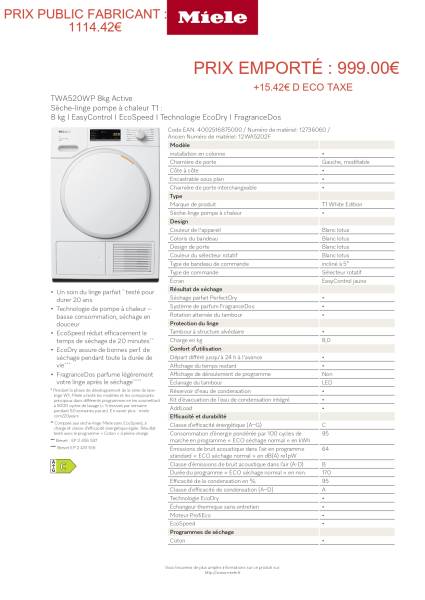 Sèche linge MIELE en soldes à LA TESTE DE BUCH