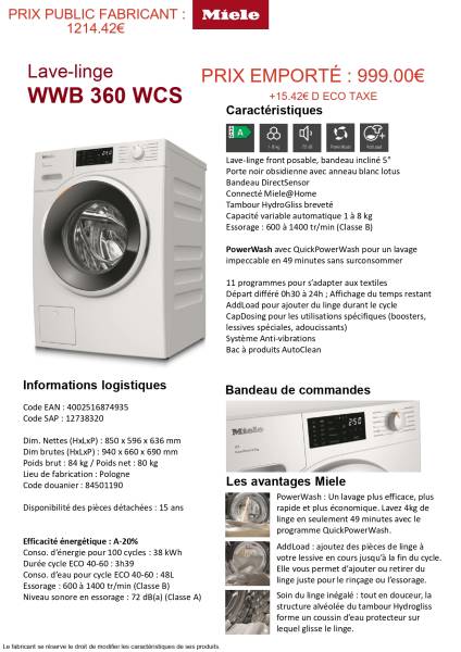 LAVE LINGE MIELE EN SOLDES à ARCACHON 